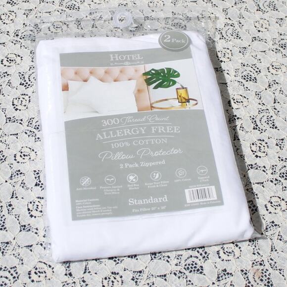 Hotel Other - Pillow Protectors Standard  Size 2 Pack 100% Cotton 300 Thread Count